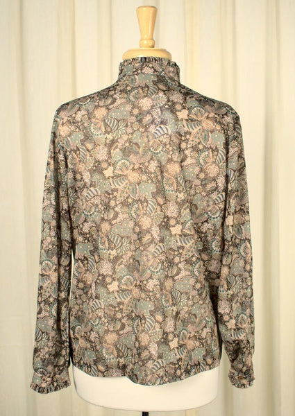 1970s Romantic Leaf Blouse Cats Like Us