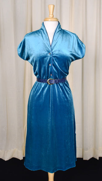 1970s Sexy Teal Vintage Disco Dress Cats Like Us