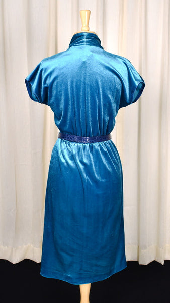 1970s Sexy Teal Vintage Disco Dress Cats Like Us