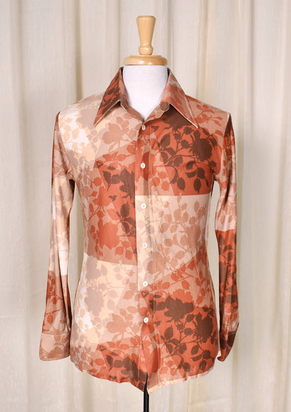 1970s Sheer Flowers Vintage Disco Shirt Cats Like Us