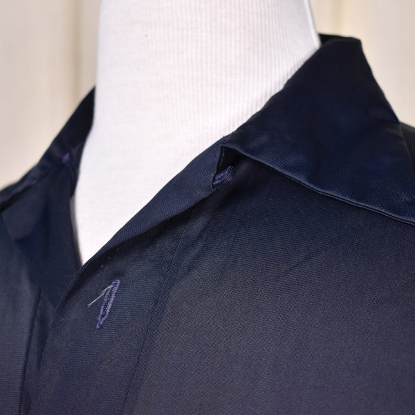 1970s Sheer Navy Vintage LS Polo Shirt Cats Like Us