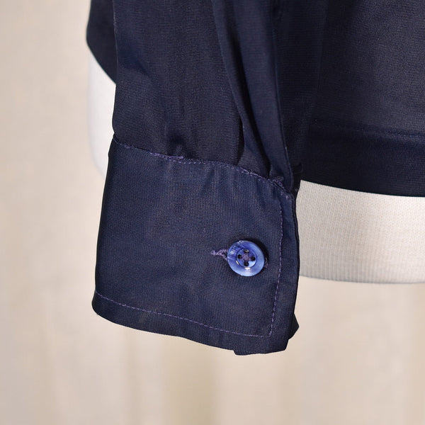 1970s Sheer Navy Vintage LS Polo Shirt Cats Like Us