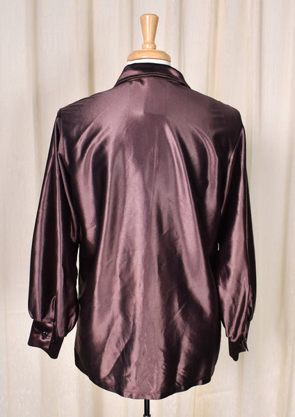 1970s Shiny Brown Vintage Disco Shirt Cats Like Us