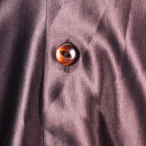 1970s Shiny Brown Vintage Disco Shirt Cats Like Us