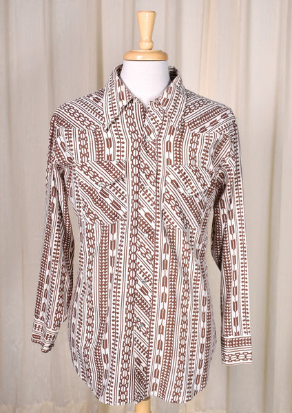 1970s Vintage Aztec Shirt with Tie Cats Like Us