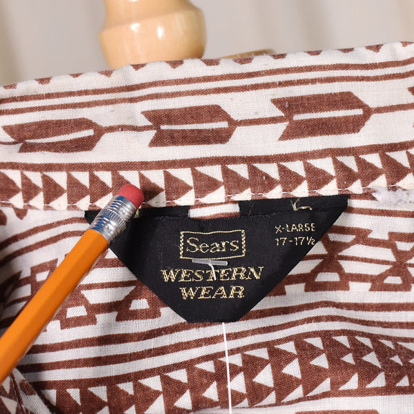 1970s Vintage Aztec Shirt with Tie Cats Like Us