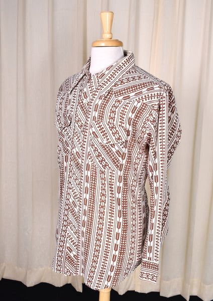 1970s Vintage Aztec Shirt with Tie Cats Like Us