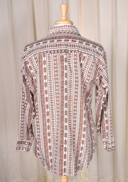 1970s Vintage Aztec Shirt with Tie Cats Like Us