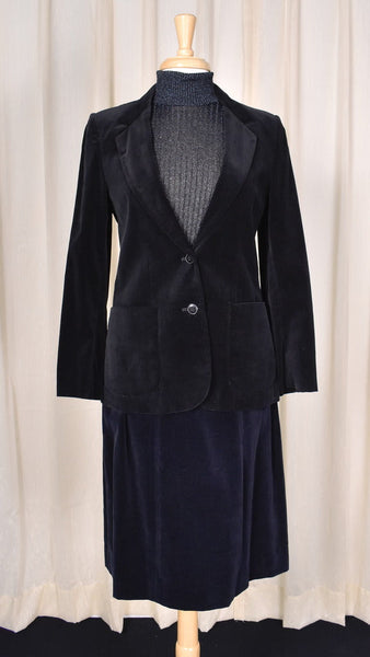 1970s Vintage Black Velvet Blazer Cats Like Us