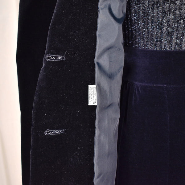 1970s Vintage Black Velvet Blazer Cats Like Us