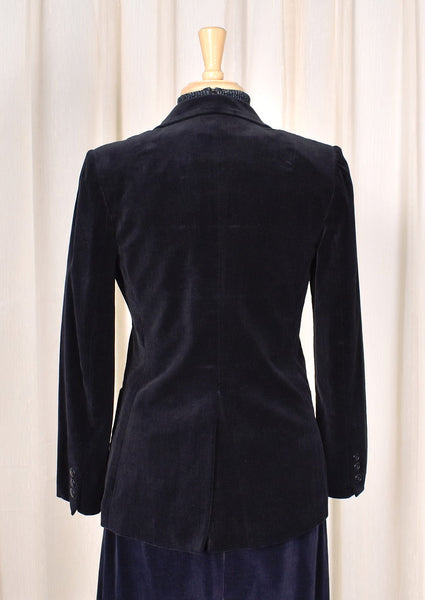 1970s Vintage Black Velvet Blazer Cats Like Us