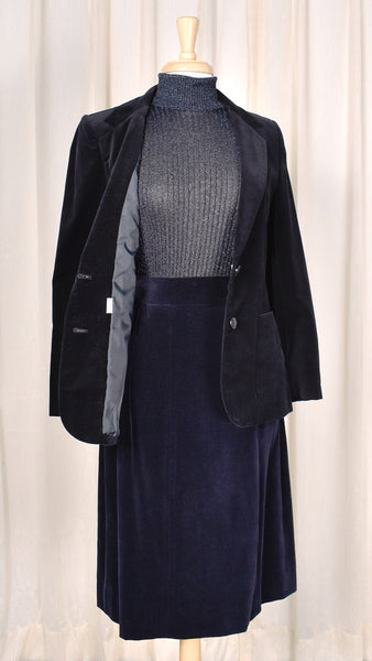 1970s Vintage Black Velvet Blazer Cats Like Us