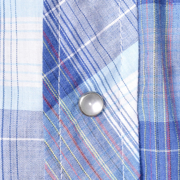 1970s Vintage Blue Primary Plaid Shirt Cats Like Us