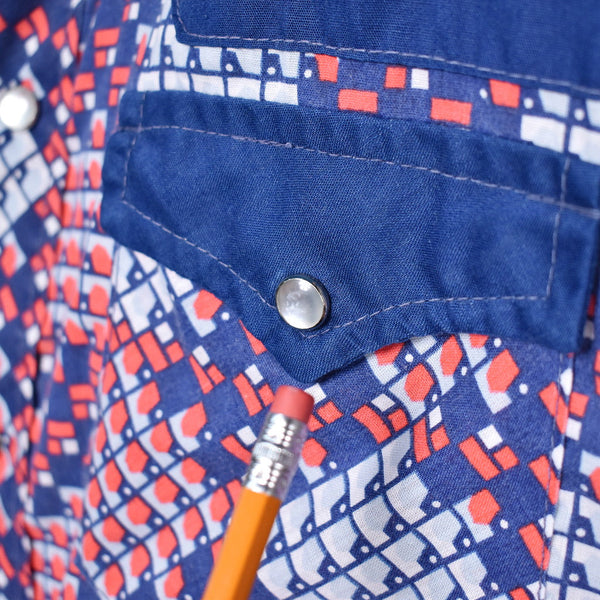 1970s Vintage Blue & Red Squares Shirt Cats Like Us