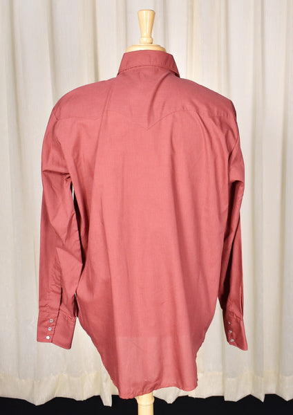 1970s Vintage Brick Red Western Shirt Cats Like Us
