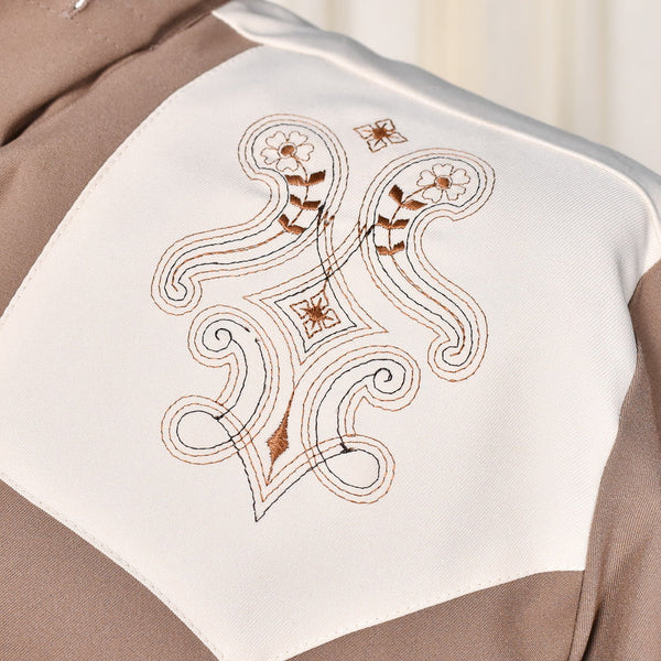 1970s Vintage Brown Emb Western Shirt Cats Like Us