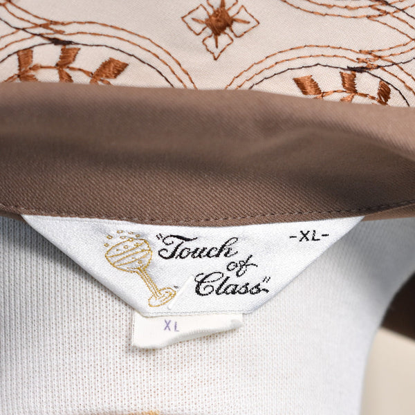 1970s Vintage Brown Emb Western Shirt Cats Like Us