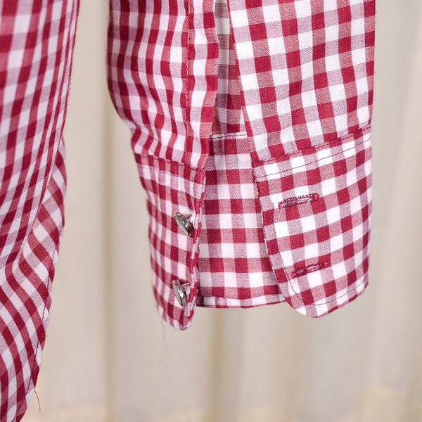 1970s Vintage Burgundy Gingham Shirt Cats Like Us