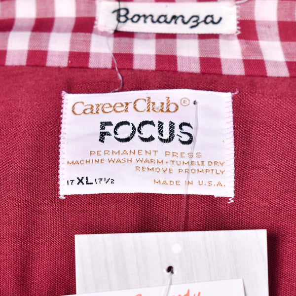1970s Vintage Burgundy Gingham Shirt Cats Like Us