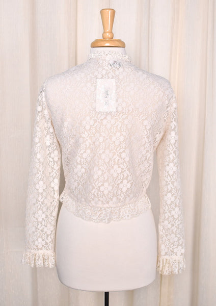 1970s Vintage Cream Lace Jacket Cats Like Us