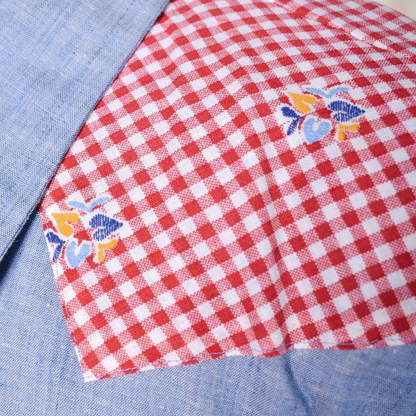1970s Vintage Denim & Gingham Shirt Cats Like Us