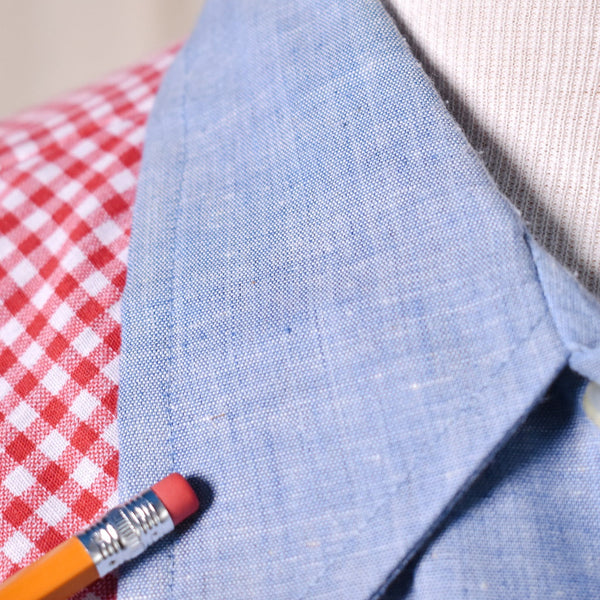 1970s Vintage Denim & Gingham Shirt Cats Like Us