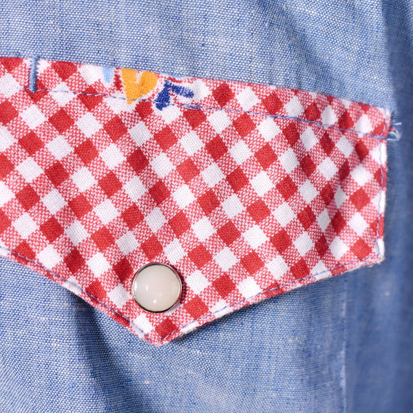 1970s Vintage Denim & Gingham Shirt Cats Like Us