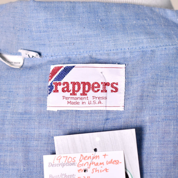 1970s Vintage Denim & Gingham Shirt Cats Like Us