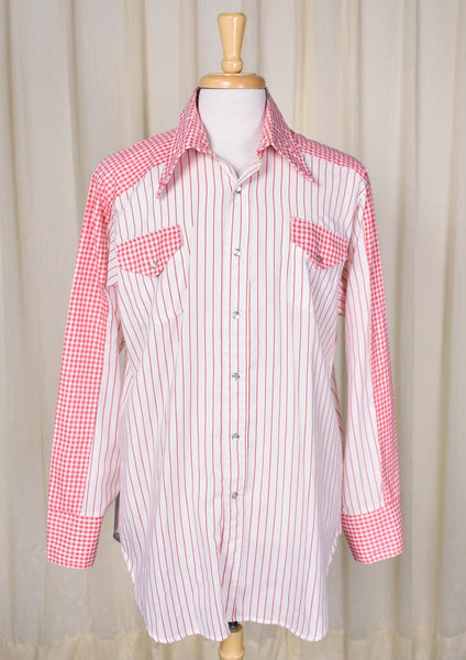 1970s Vintage Gingham & Stripe Shirt Cats Like Us