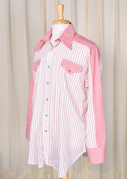 1970s Vintage Gingham & Stripe Shirt Cats Like Us