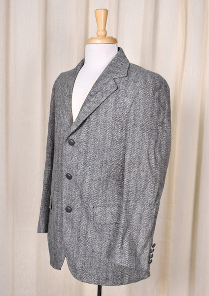 1970s Vintage Gray Tweed Blazer Cats Like Us