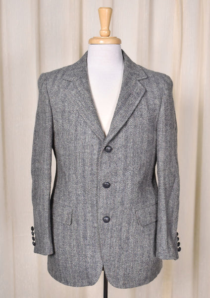 1970s Vintage Gray Tweed Blazer Cats Like Us