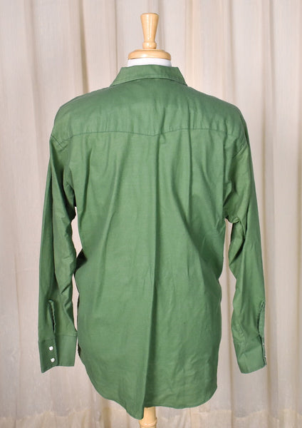 1970s Vintage Green Western Shirt Cats Like Us