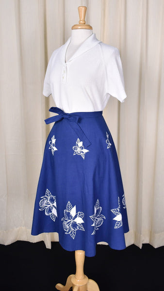 1970s Vintage Hawaiian Skies Wrap Skirt Cats Like Us