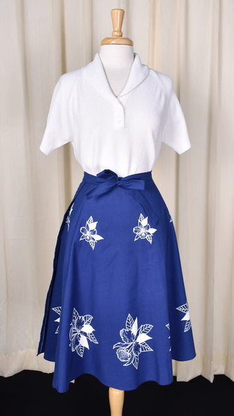 1970s Vintage Hawaiian Skies Wrap Skirt Cats Like Us