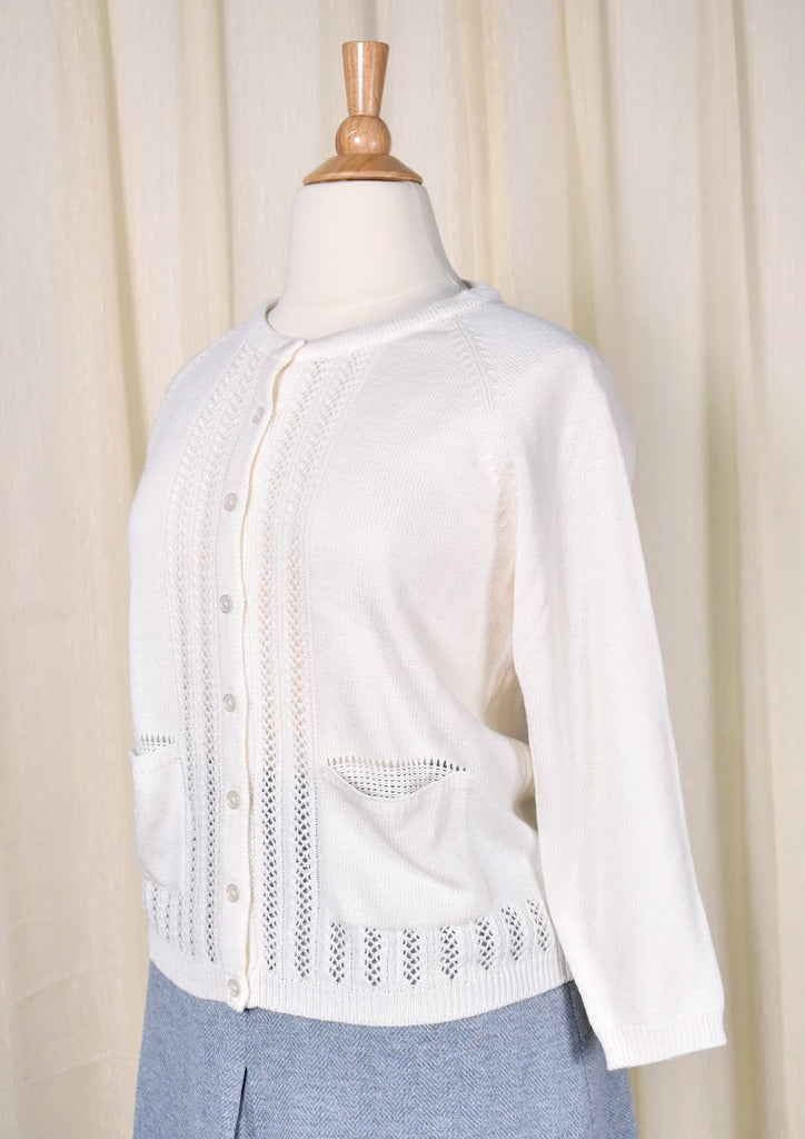 60s Ivory Zig Zag Cardigan
