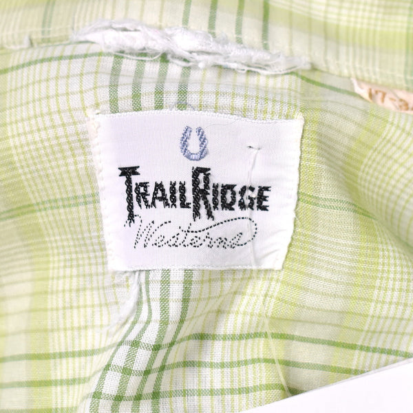 1970s Vintage Lime Plaid Shirt with with Tie Cats Like Us
