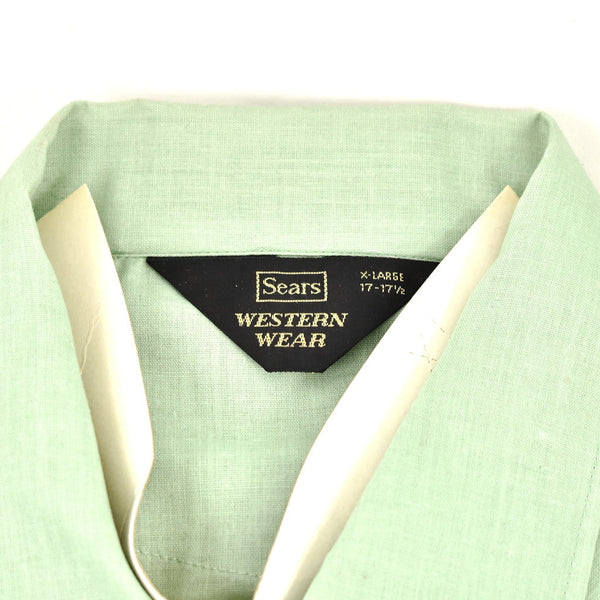 1970s Vintage NOS Green Western Shirt Cats Like Us