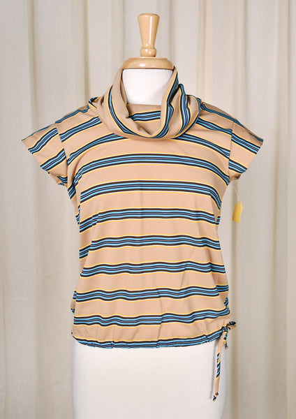 1970s Vintage NOS Striped Cowl Top Cats Like Us