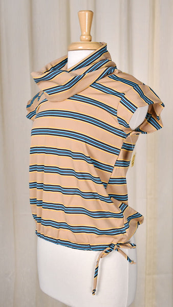 1970s Vintage NOS Striped Cowl Top Cats Like Us