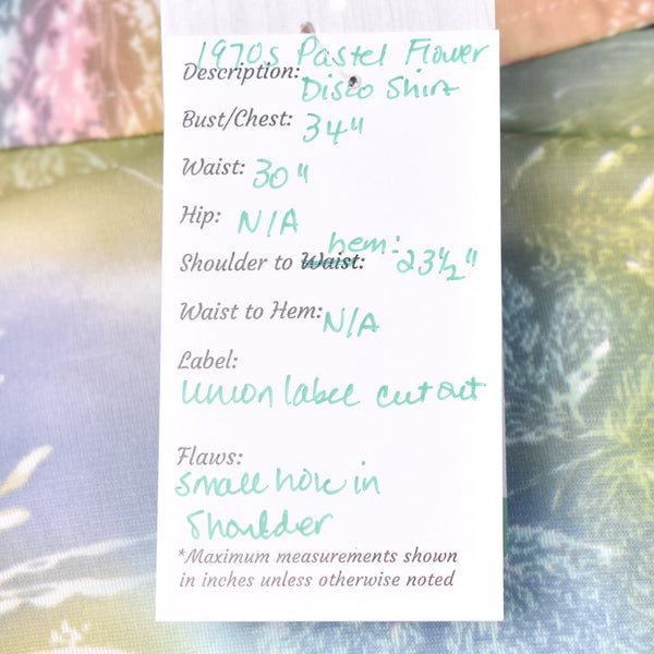 1970s Vintage Pastel Flowers Shirt Cats Like Us