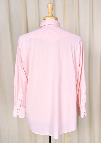 1970s Vintage Pastel Pink Shirt w Tie Cats Like Us