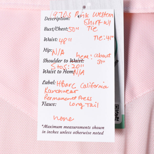 1970s Vintage Pastel Pink Shirt w Tie Cats Like Us