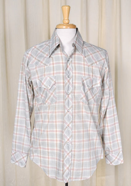1970s Vintage Pastel Plaid Shirt Cats Like Us