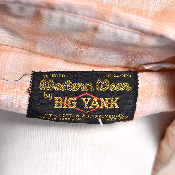 1970s Vintage Peach & Tan Western Shirt Cats Like Us