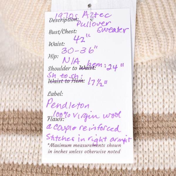 1970s Vintage Pendleton Aztec Sweater Cats Like Us