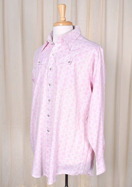 1970s Vintage Pink Abstract Shirt Cats Like Us