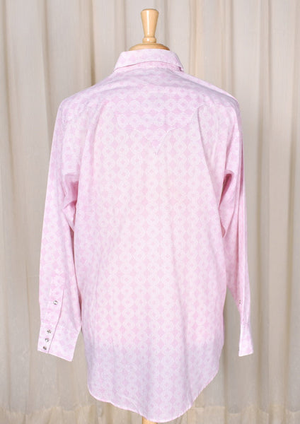 1970s Vintage Pink Abstract Shirt Cats Like Us