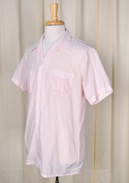 1970s Vintage Pink Pleat Pocket Shirt Cats Like Us