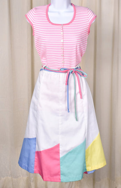 1970s Vintage Pink & White Striped T Cats Like Us